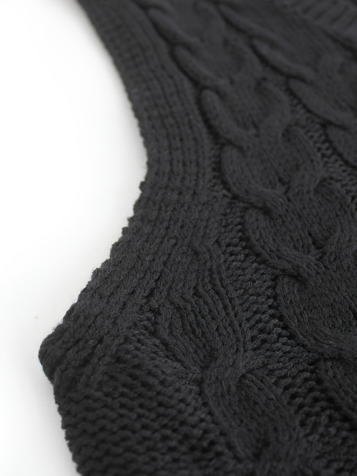 Genevieve | Cable-Knit V-Neck Sweater Vest