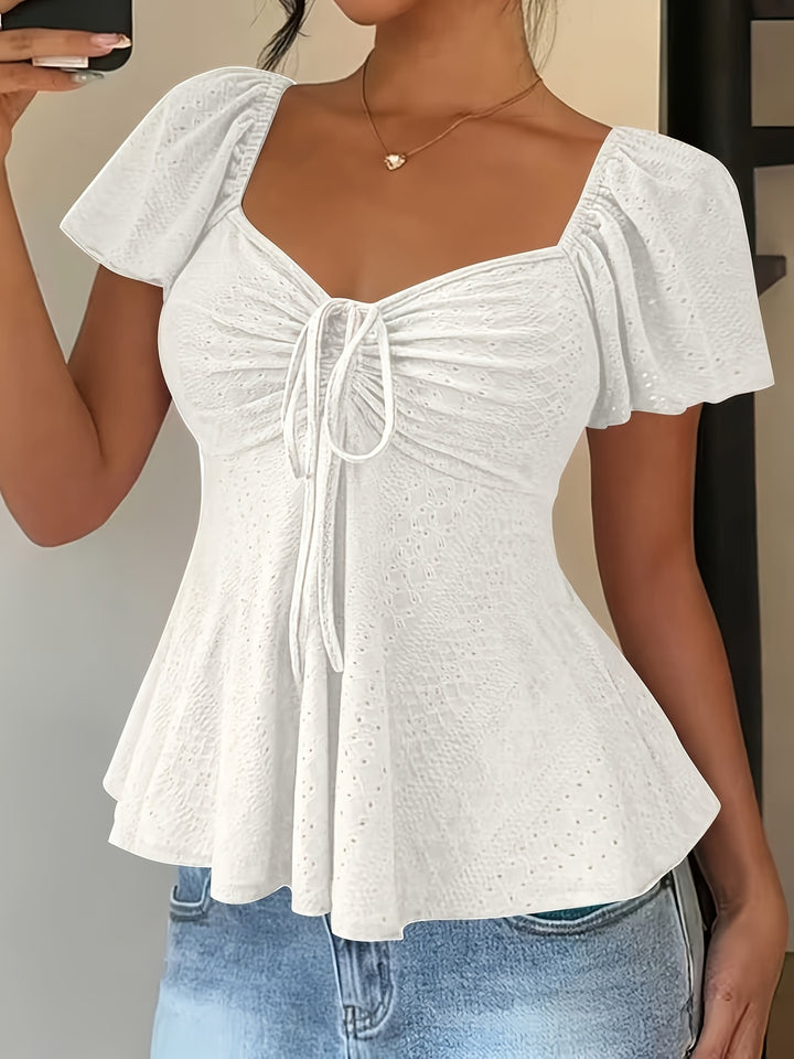 Juliet | Textured Drawstring Peplum Top