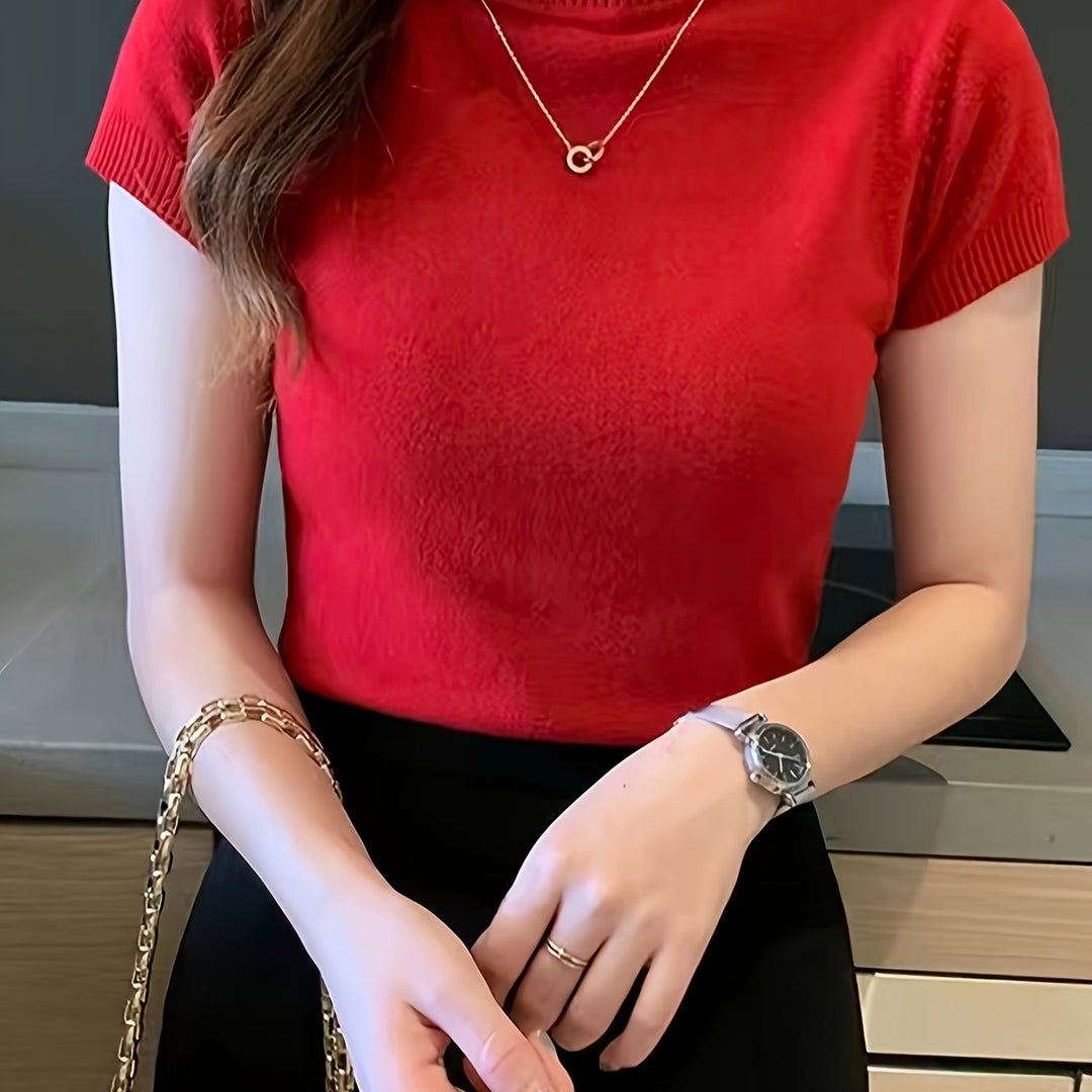 Rowan | Refined Mock-Neck Short Sleeve Top