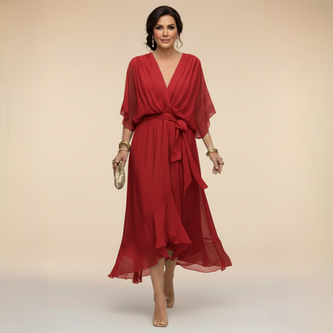 Abigail | Elegant Chiffon V Neck Dress
