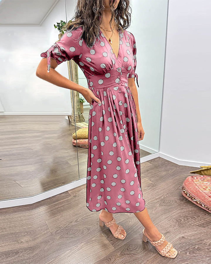 Amara | Elegant Polka Dot Midi Dress