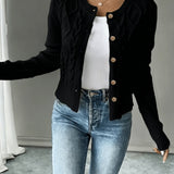 Matilda | Cable-Knit Button-Front Cardigan