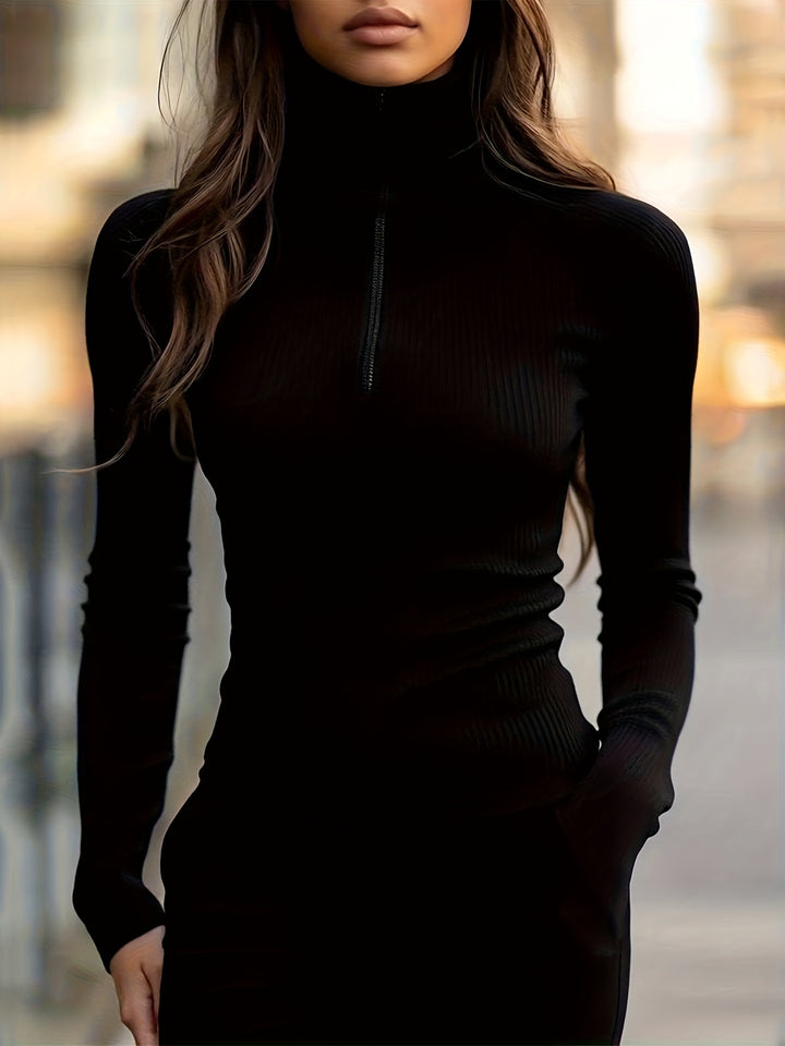 Isla | Sleek Half-Zip High-Neck Top