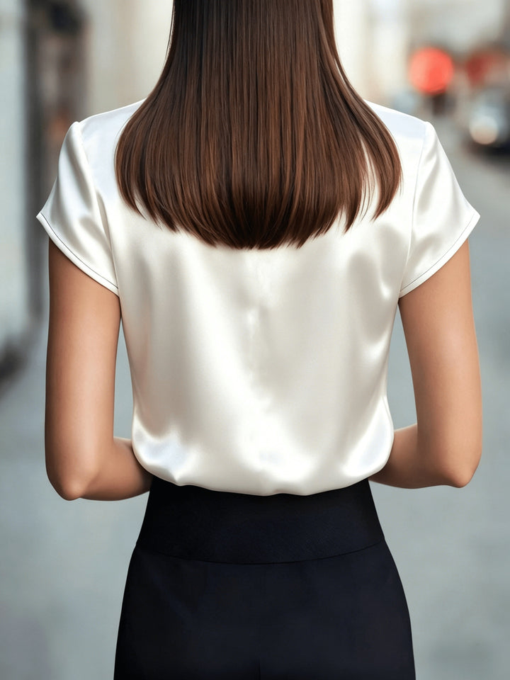 Arabella | Pleated Stand-Collar Blouse