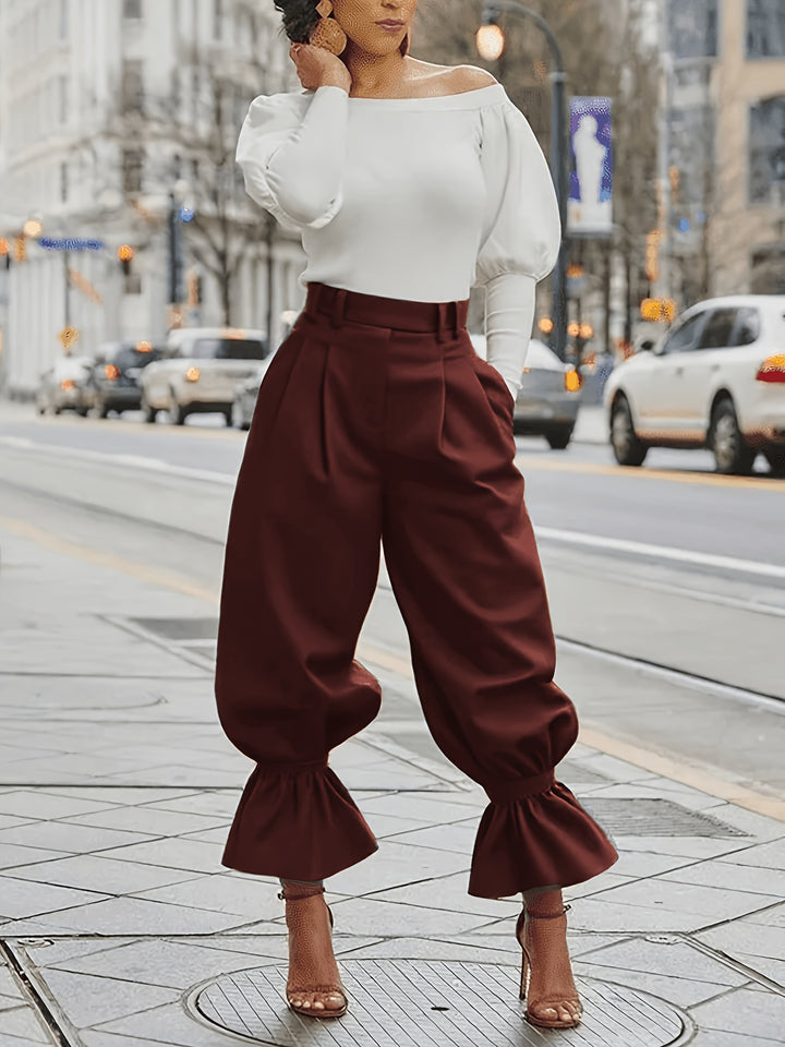 Constance | High-Waist Ruffle-Hem Lantern Trousers