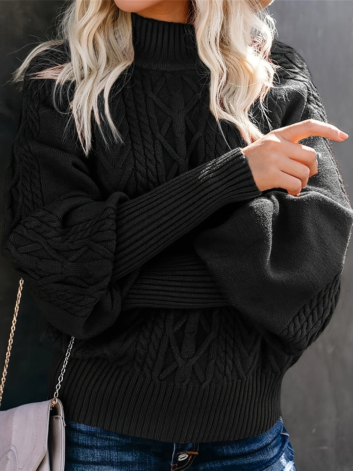 Brooke | Cable-Textured Half-Collar Sweater