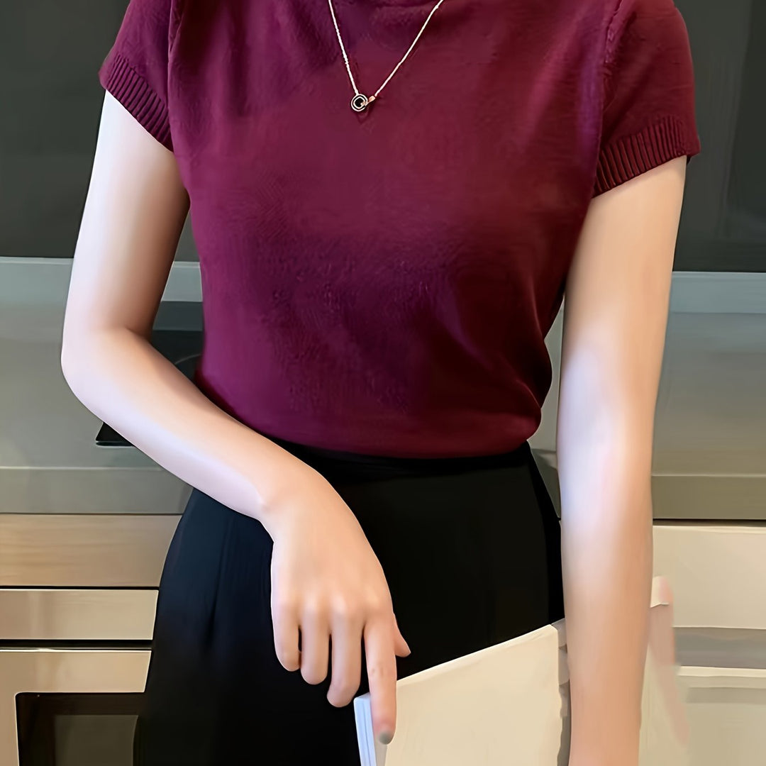 Rowan | Refined Mock-Neck Short Sleeve Top