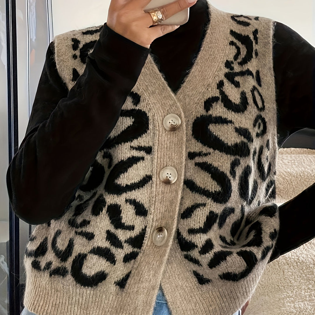 Hattie | Animal-Print Button-Front Vest