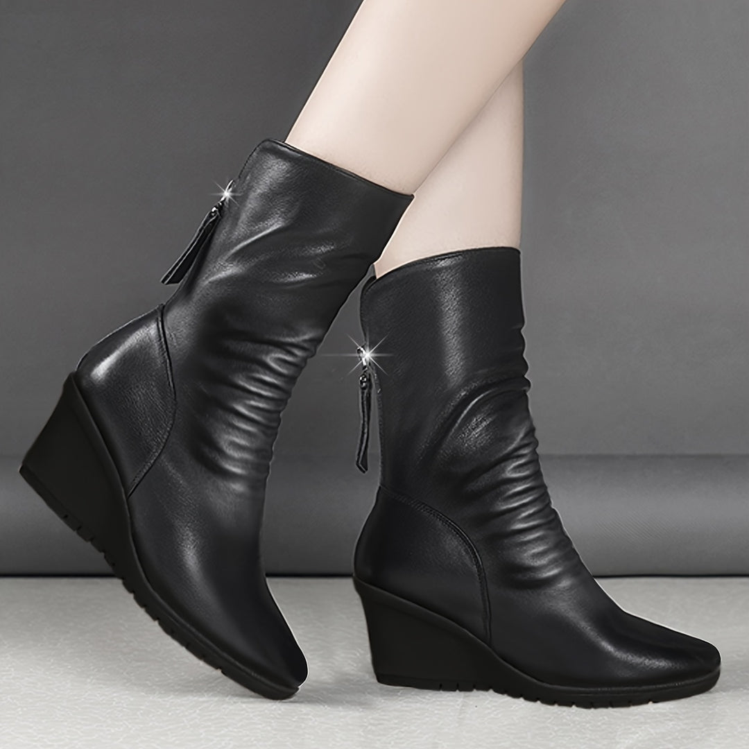 Rowena | Ruched Wedge Boots