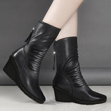 Rowena | Ruched Wedge Boots