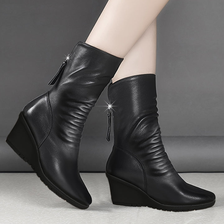 Rowena | Ruched Wedge Boots