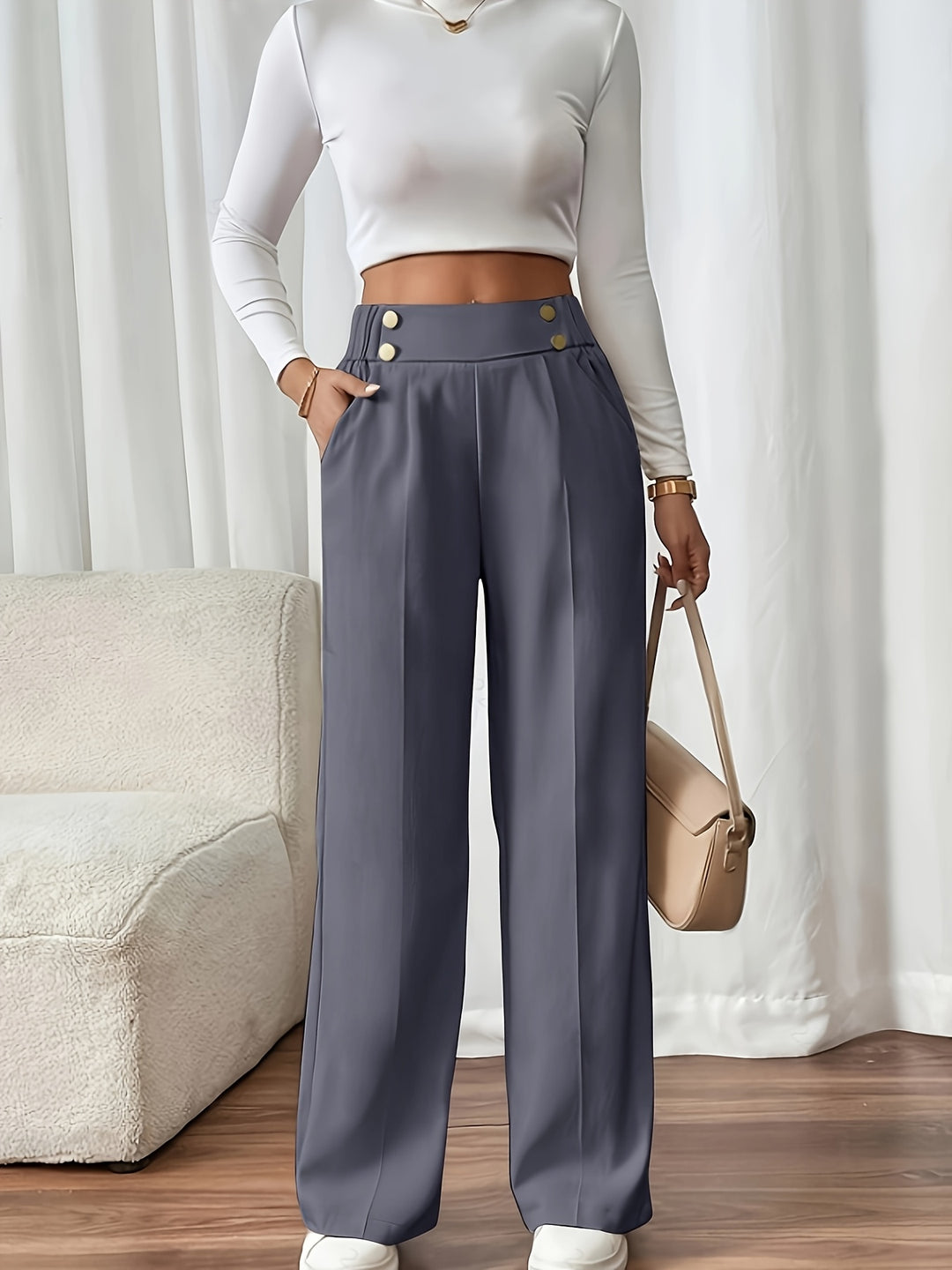 Adrienne | High-Waisted Wide-Leg Trousers