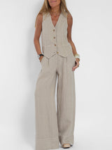 Lauren | Elegant Vest and Wide Leg Pants Set