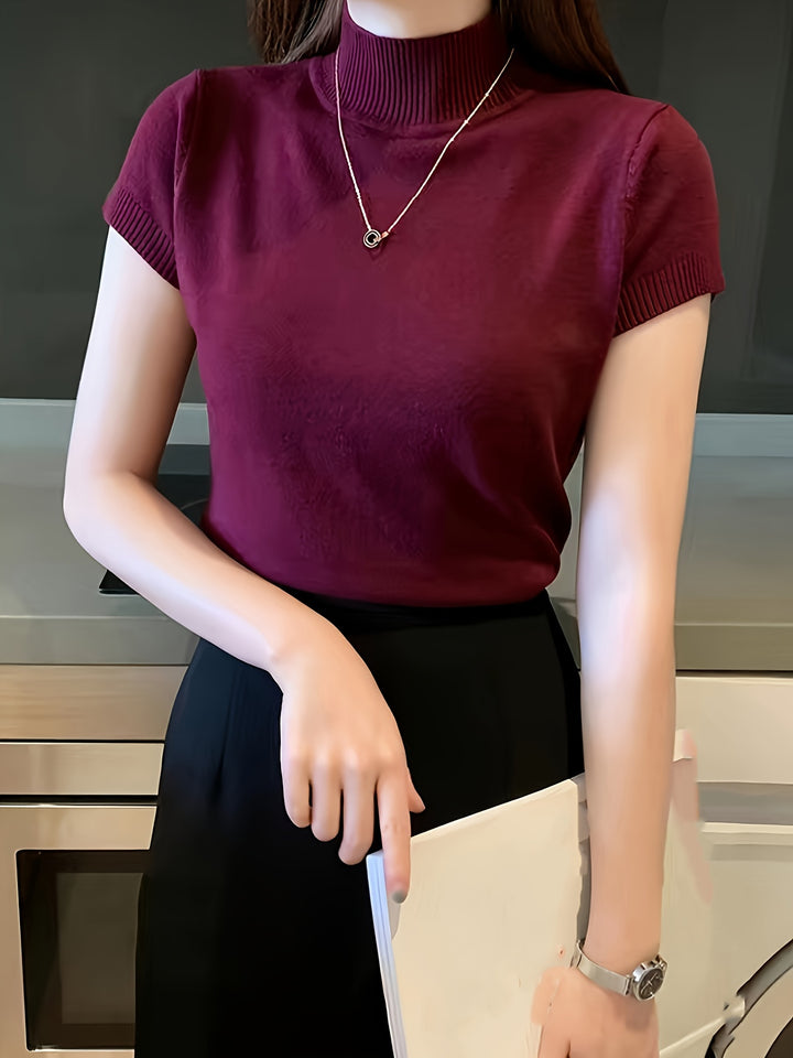 Rowan | Refined Mock-Neck Short Sleeve Top