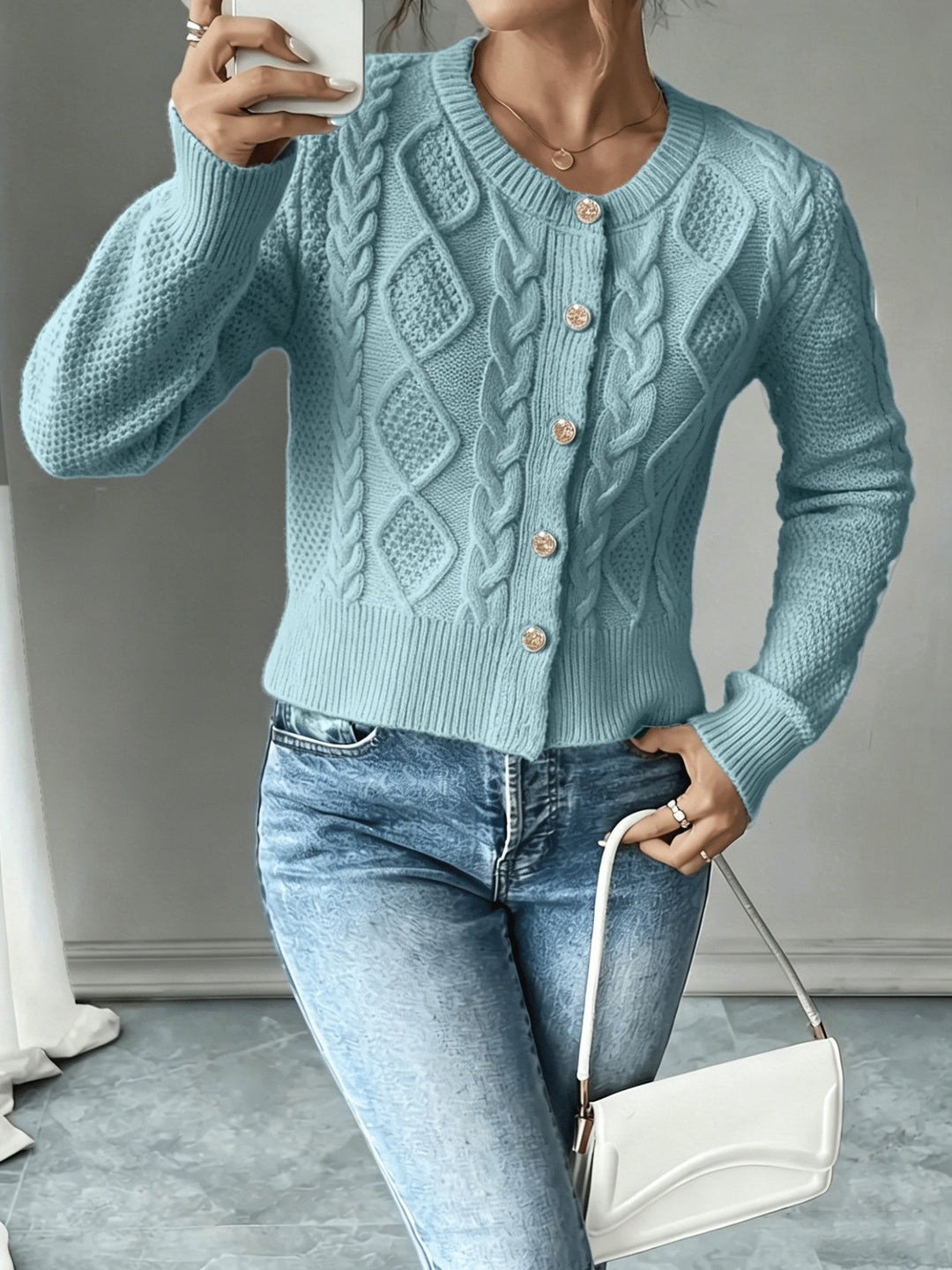 Matilda | Cable-Knit Button-Front Cardigan