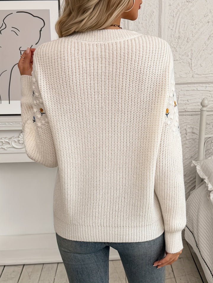 Delilah | Floral Embroidered Knit Sweater