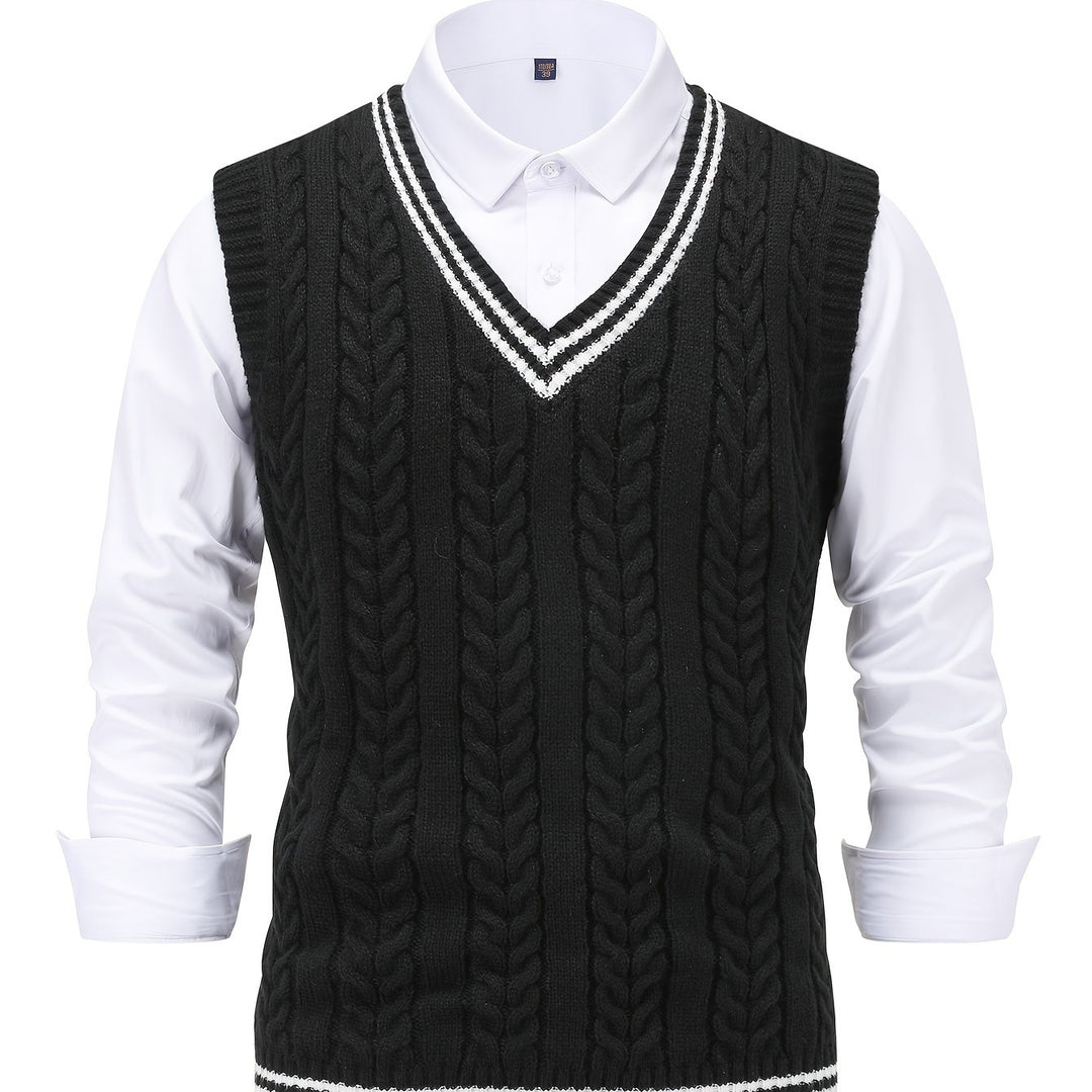 Graham | Cable-Knit V-Neck Vest