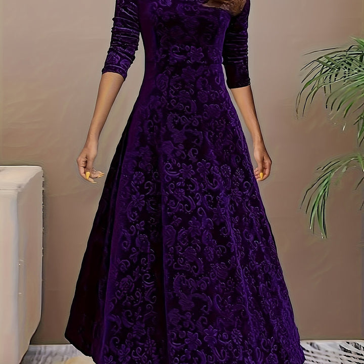 Rosalind | Elegant Floral Square Neck Dress