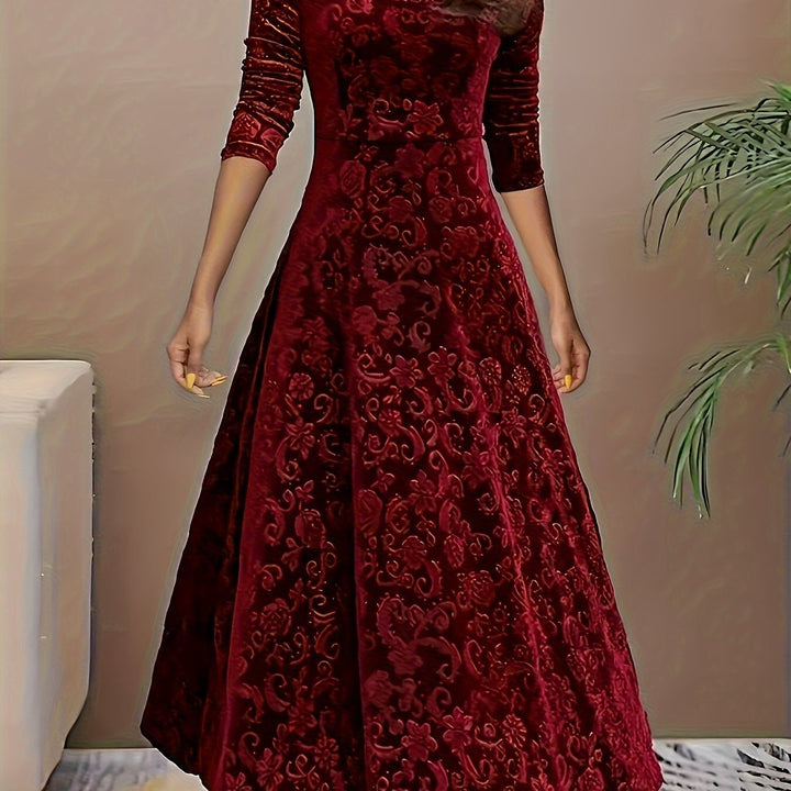 Rosalind | Elegant Floral Square Neck Dress