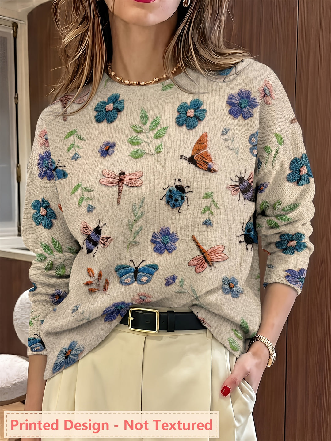 Cynthia | Botanical Crew Neck Sweater