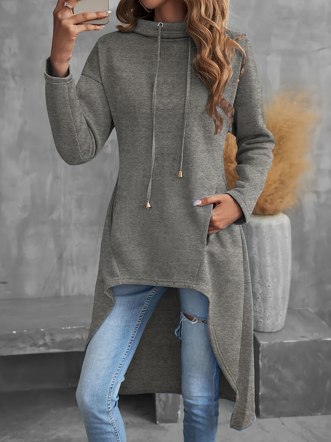 Gwendolyn | High-Low Drawstring Hoodie