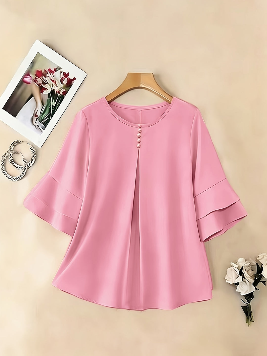 Annette | Flared-Sleeve Ruffle Top