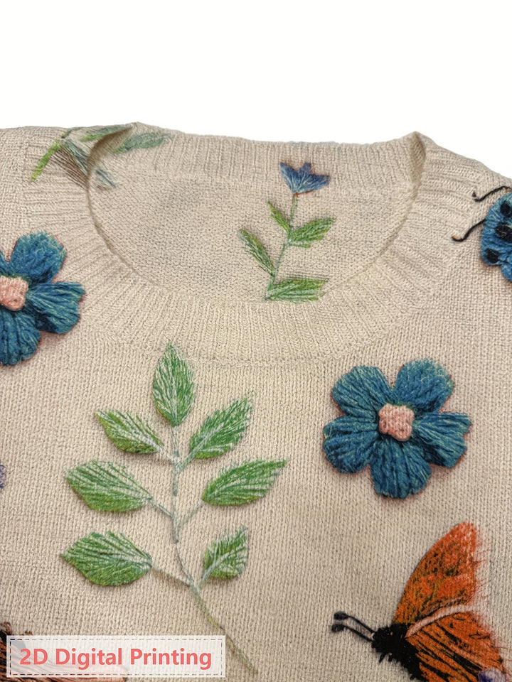Cynthia | Botanical Crew Neck Sweater