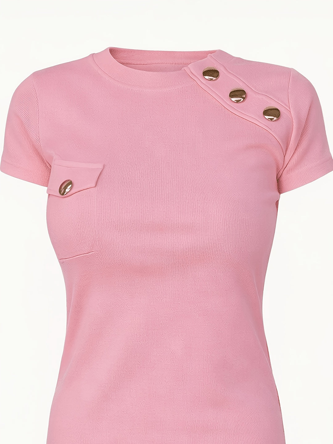 Beverly | Button-Accent Round Neck Top