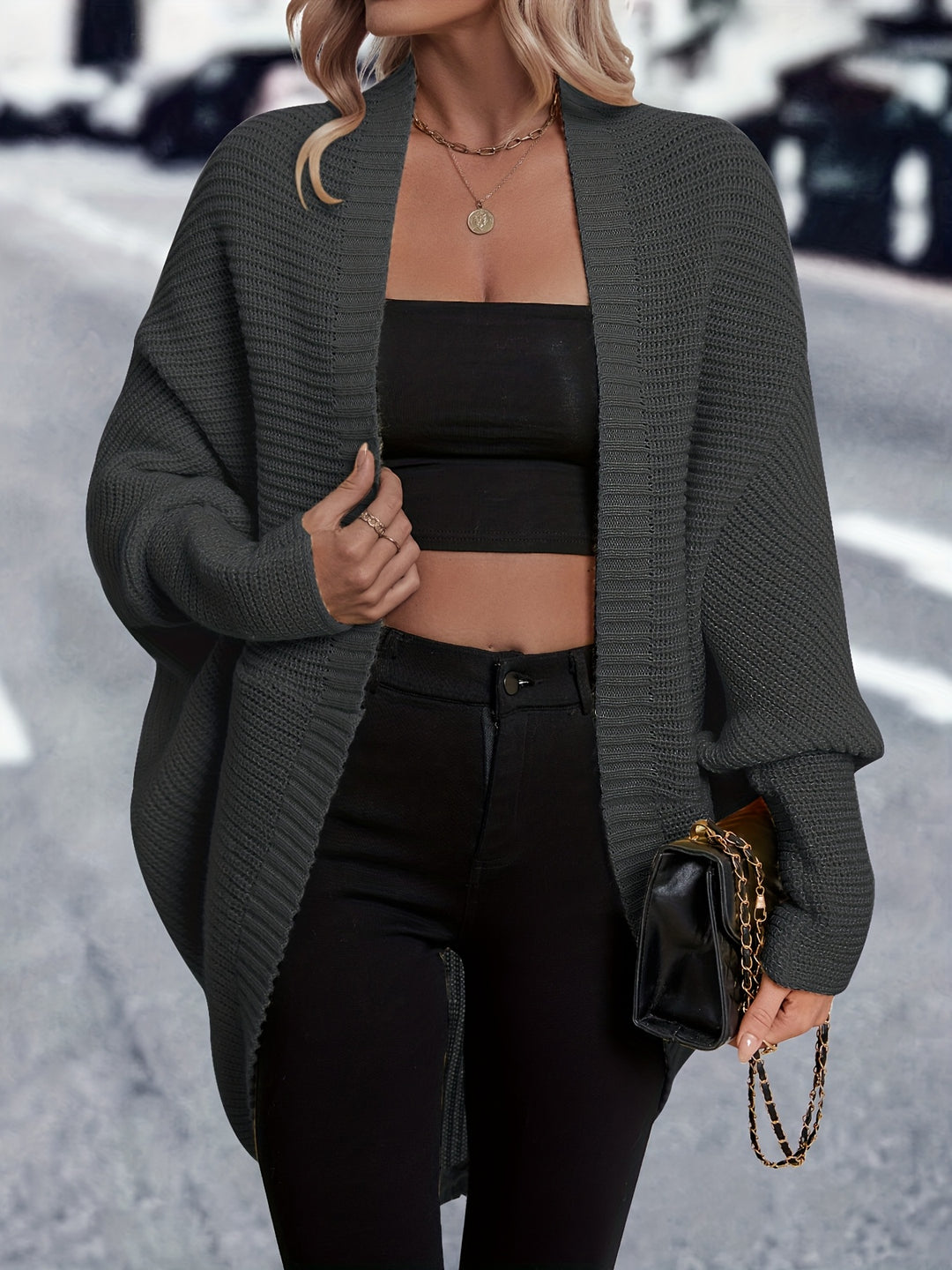 Vanessa | Christmas Draped Open-Front Cardigan