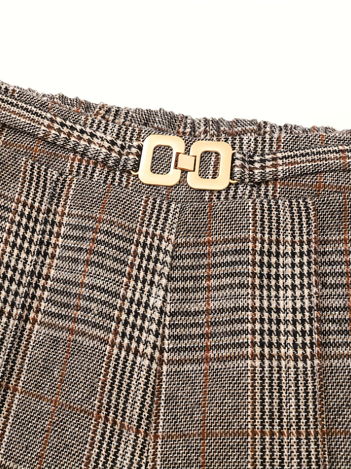 Brooke | Refined Wide-Leg Plaid Trousers