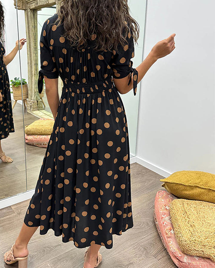 Amara | Elegant Polka Dot Midi Dress