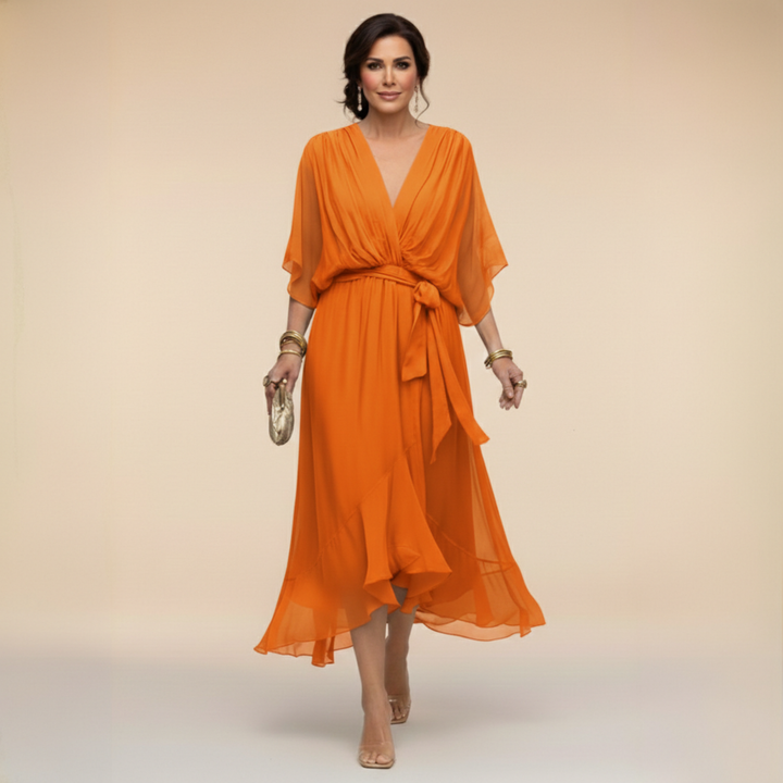 Abigail | Elegant Chiffon V Neck Dress