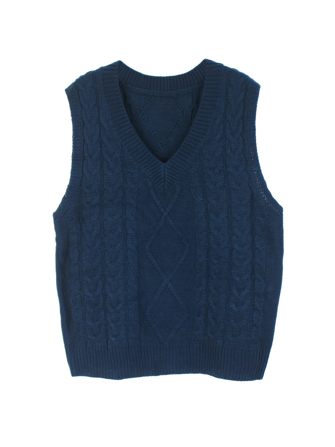 Genevieve | Cable-Knit V-Neck Sweater Vest