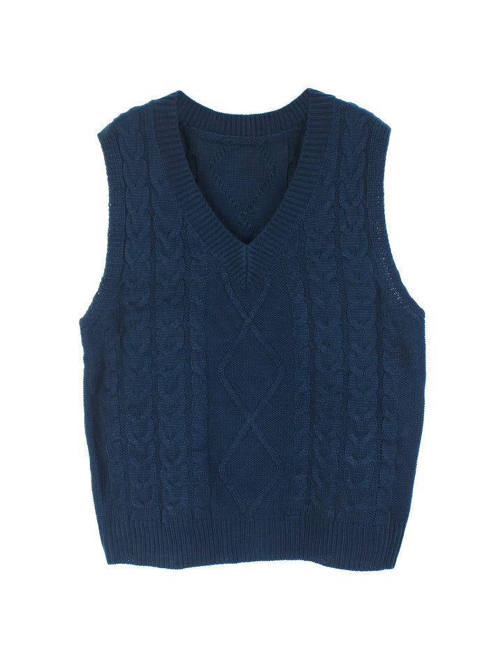 Genevieve | Cable-Knit V-Neck Sweater Vest