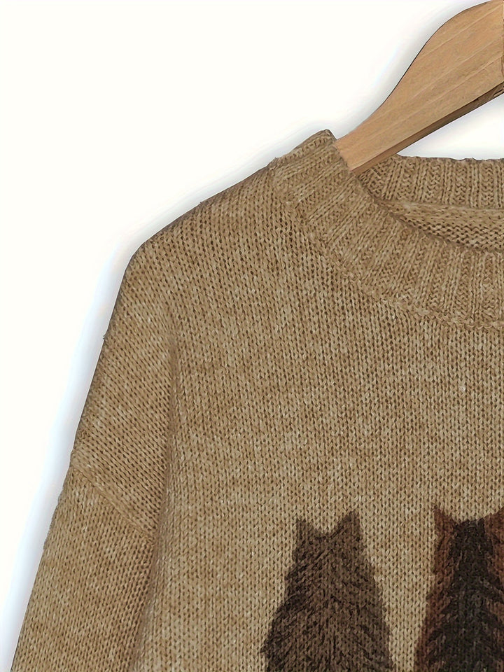 Rosalie | Cat Print Relaxed Sweater