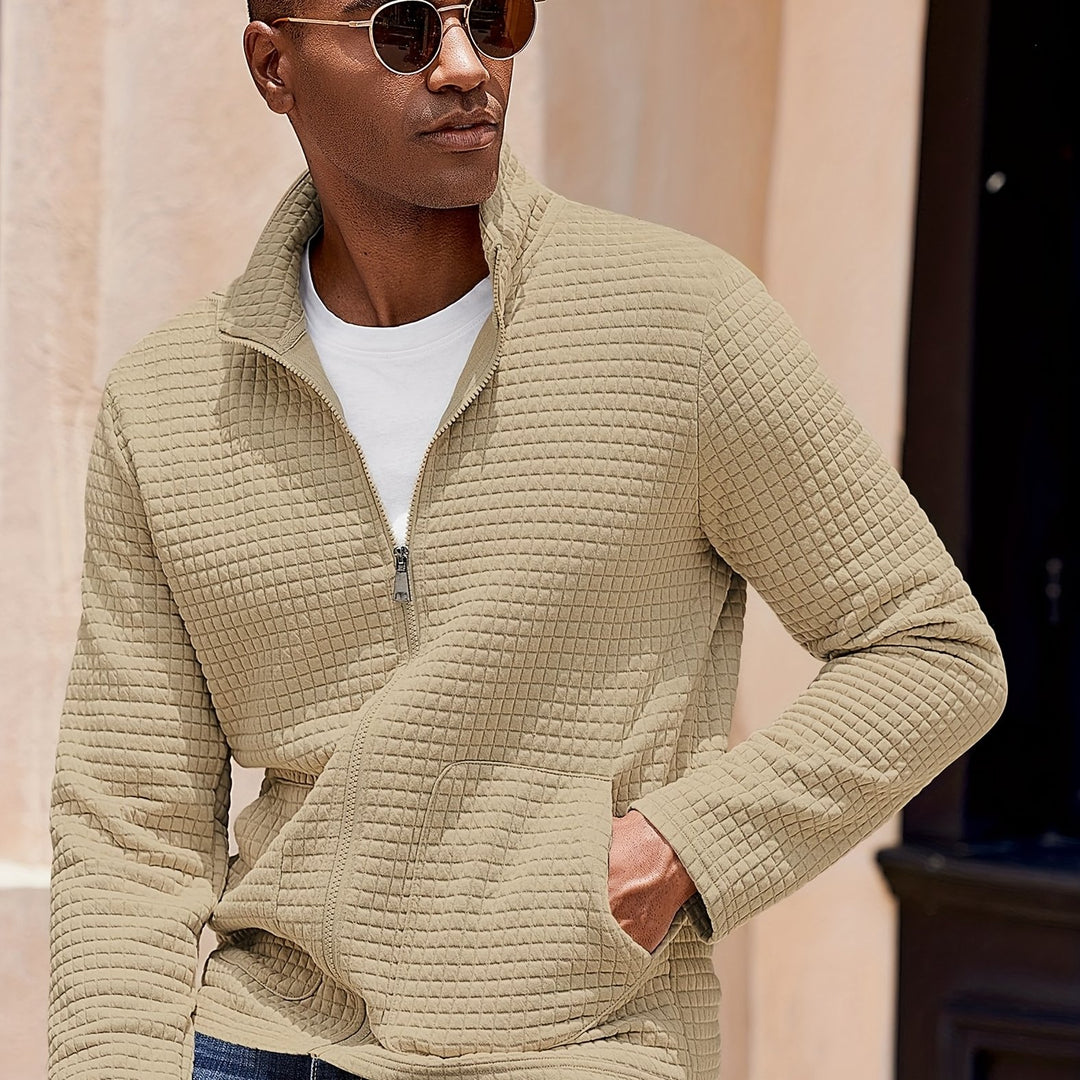 Nash | Textured Stand-Collar Zip-Up Jacket