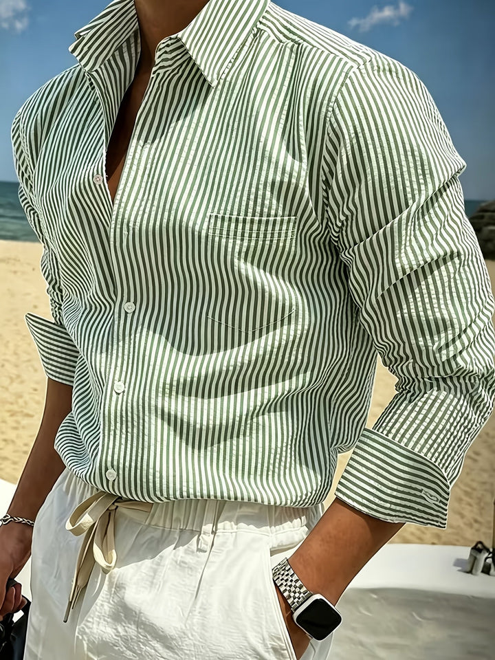 Callum | Refined Striped Long Sleeve Shirt