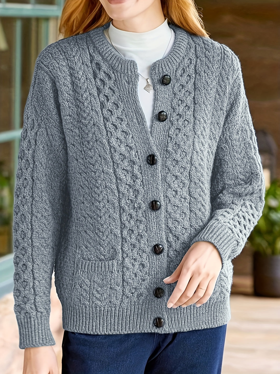 Annalise | Cable-Knit Button Cardigan