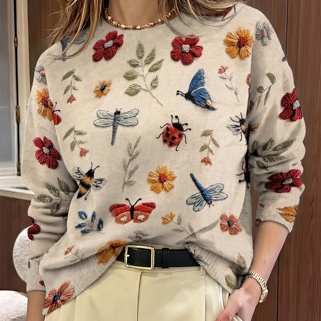 Cynthia | Botanical Crew Neck Sweater