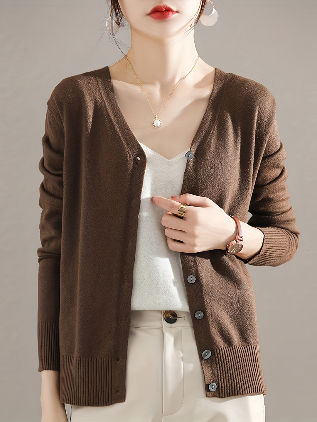 Cassandra | Lightweight Button-Front Cardigan
