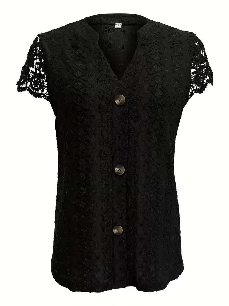 Ariana | Classic Button V Neck Shirt
