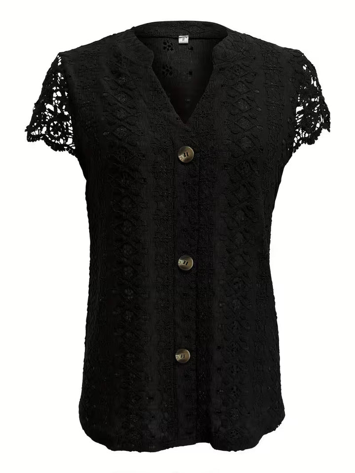Ariana | Classic Button V Neck Shirt