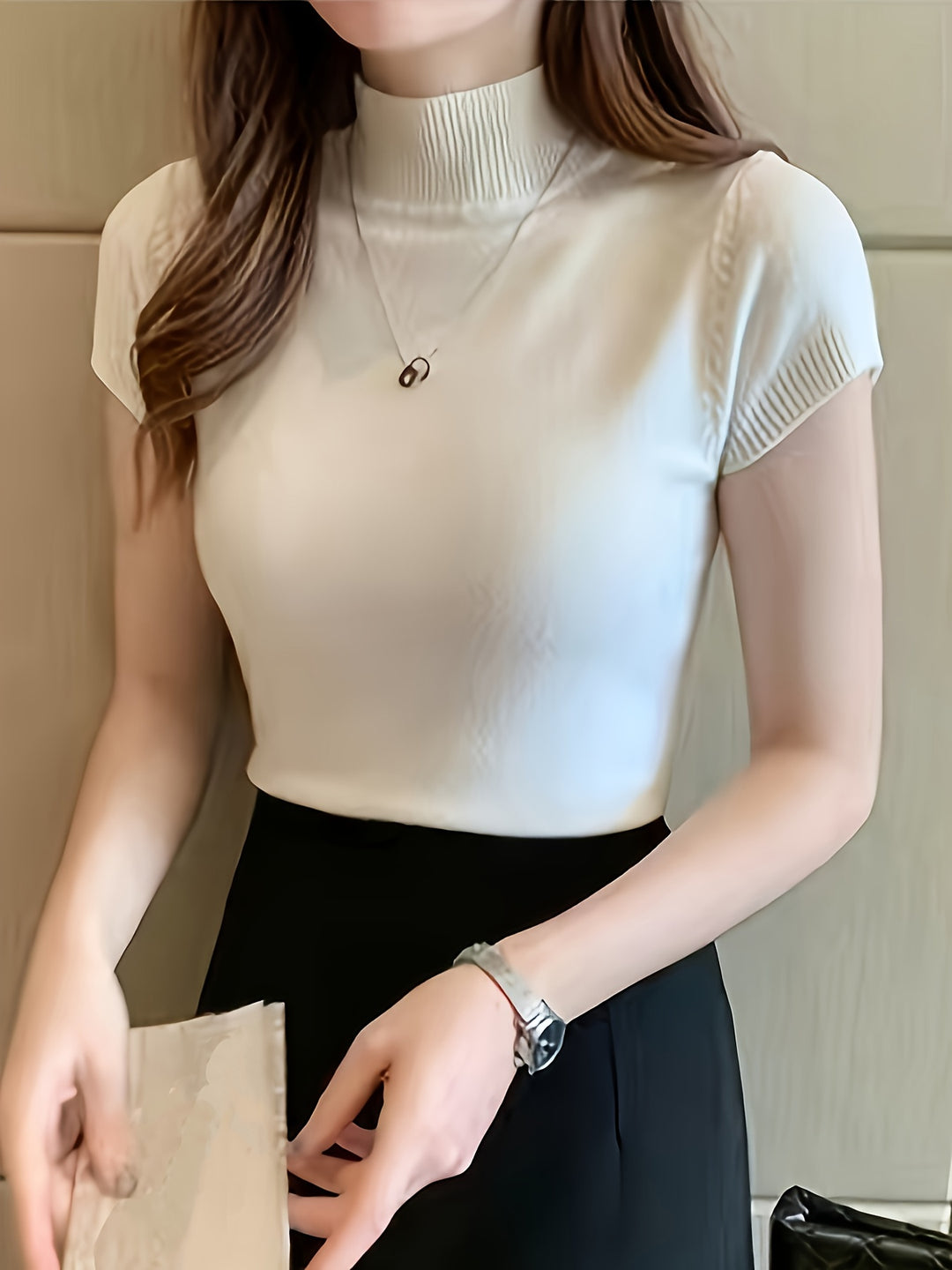 Rowan | Refined Mock-Neck Short Sleeve Top