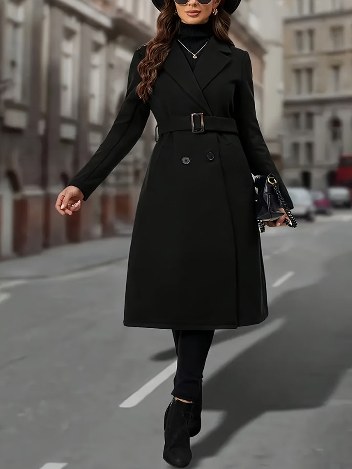 Selene | Tailored Double-Breasted Long Coat