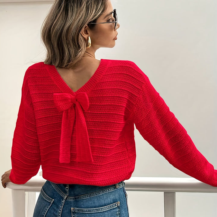 Annika | Bow-Detail V-Neck Sweater