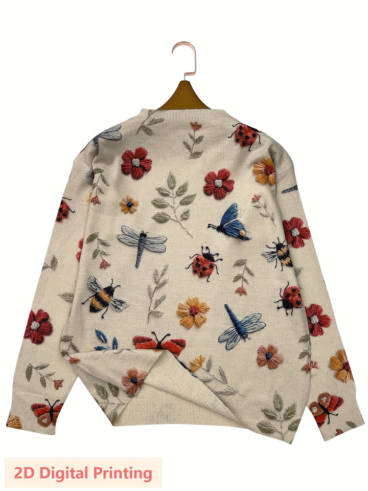 Cynthia | Botanical Crew Neck Sweater