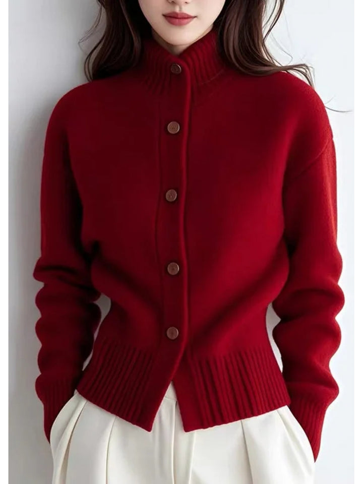 Elspeth | Buttoned Mock-Neck Cardigan