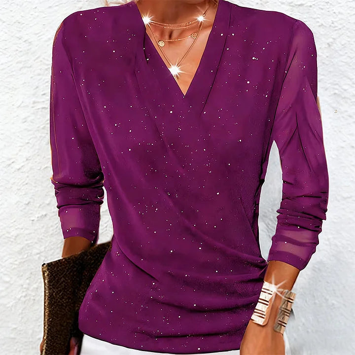 Maribel | Elegant Draped V Neck Blouse