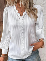 Sabine | Lace-Trimmed V-Neck Blouse