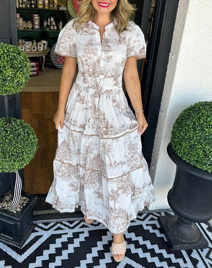 Eliza | Classic Elegant Toile Maxi Dress